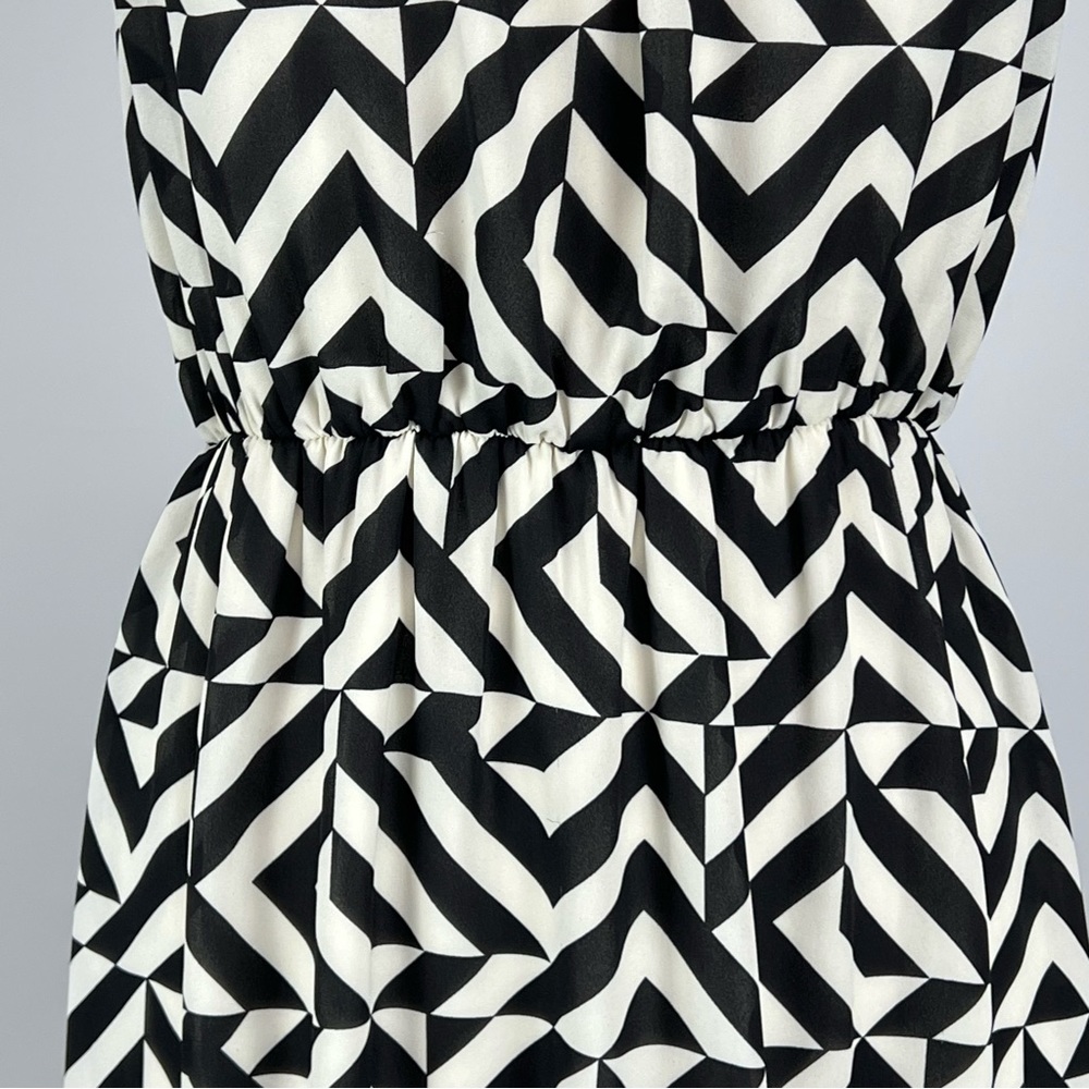 Francesca Bird Cage Womens Sleeveless Dress Black White Geo Print size Large - Picture 4 of 11